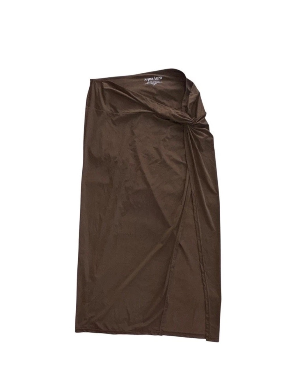 NewAQUA Swim Side Knot Coverup Slit Skirt Brown Resort Wear Pool Vacation Small